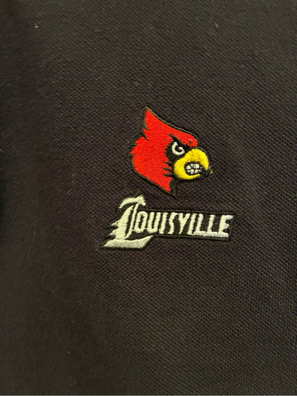 Louisville Cardinals Black Polo Shirt with Embroidered Logo - Picture 3 of 7